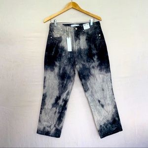 NWT Top Shop Acid Wash High Waisted Crop Jeans